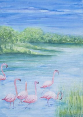 "Flamingos" 50x70 cm, Acryl, 250 Euro