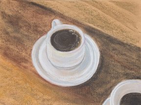 "Kaffeezeit", 21x30 cm, Pastellkreide, 
120 Euro
verkauft